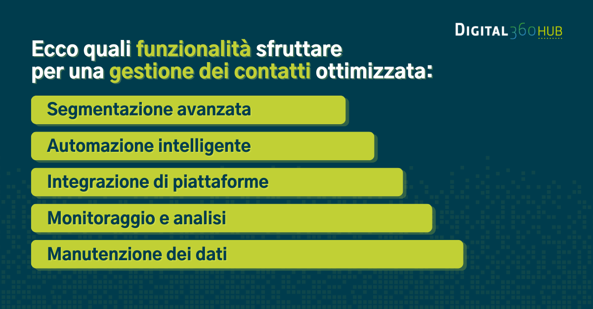 Funzionalità da sfruttare per una gestione dei contatti ottimizzata
